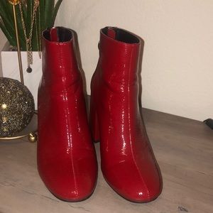 Red Patent Leather Booties